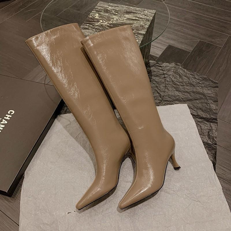 2025 New Pure Leather Inside and Out~ Sexy Pointed Stiletto But Knee Knight Boots Genuine Leather Boots for Women