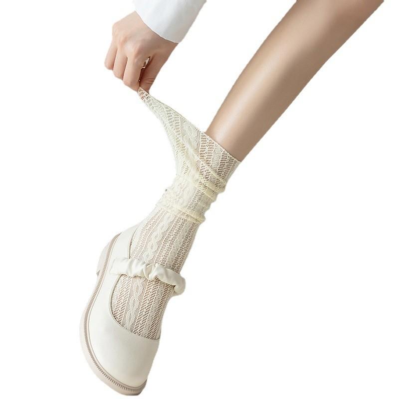 Lolita Lace Thigh High Socks With Breathable Mesh For Girls Spring Fashion