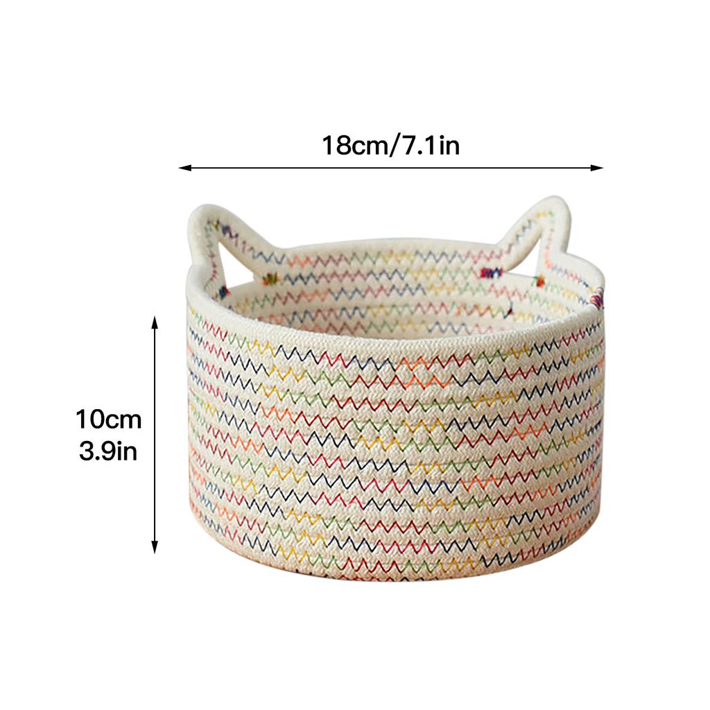 Cotton Rope Woven Basket Storage Bin for Nursery Bathroom Closet Cube Shelf Organizing 24x14cm White