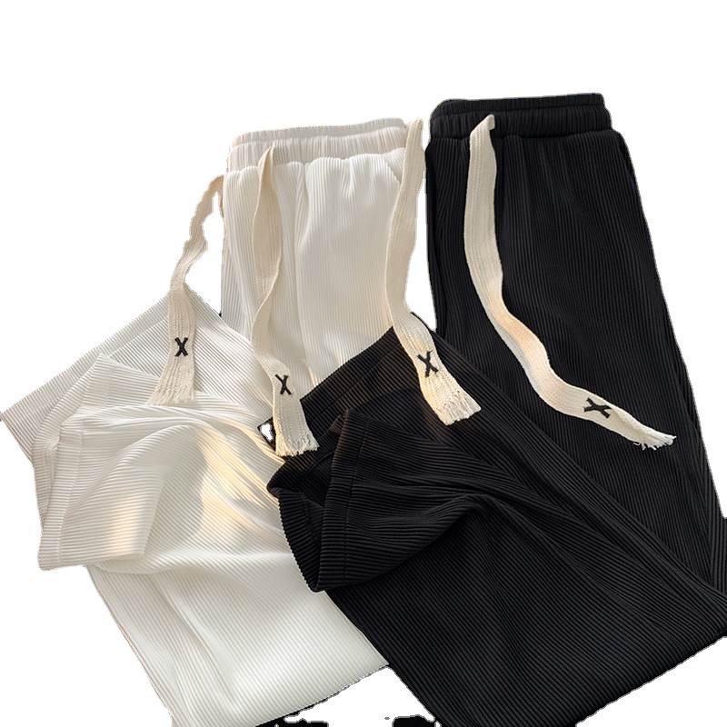 Women's Corduroy Straight-Leg Trousers - Plus Size, Slim, Wide-Leg, Casual, Ideal for Spring and Autumn.