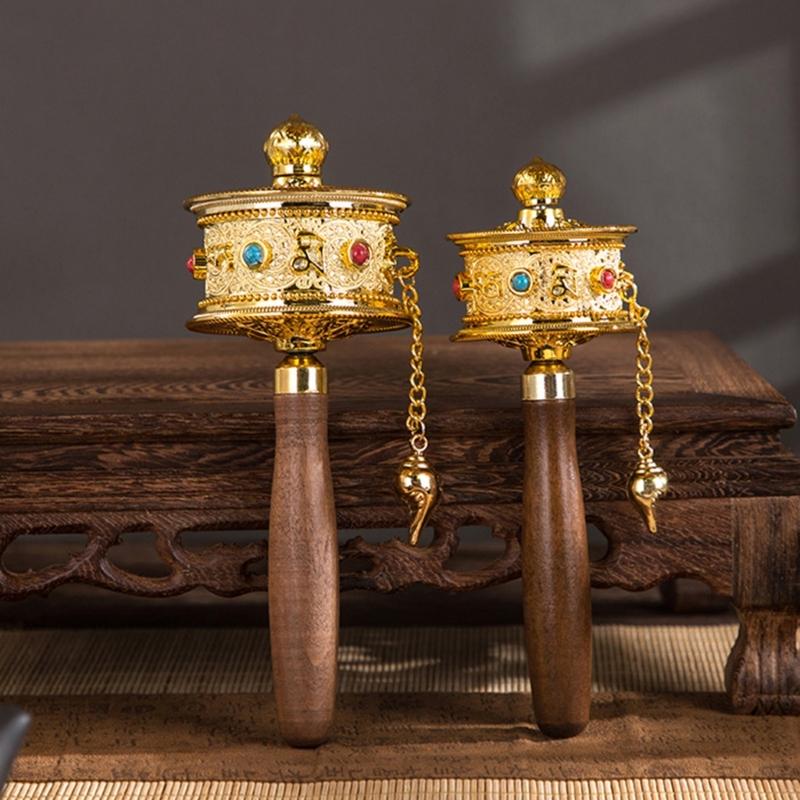 Tibetan Prayer Wheel, Handheld Prayer Wheel Tibetan Buddhisms Six Word Mantras Hand Cranking Buddhist Prayer Wheel