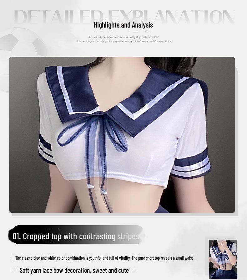Manyan Sexy JK Uniform Suit: Split Short-Sleeved Pleated Skirt with Bow