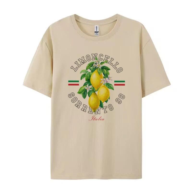 Women Vintage Italy Lemon Printed Vacation TShirt Cute Fruit Graphic Tee Alcohol Drink T Shirt Unisex Cottagecore Aesthetic Top