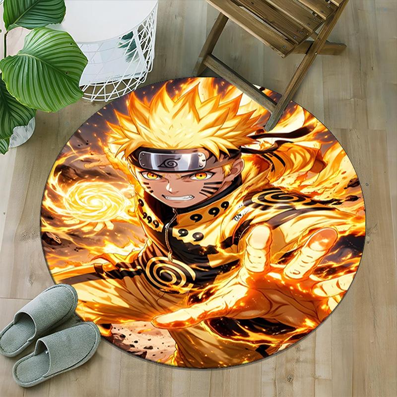 1pc Naruto  Carpet, Round Rug, Comfortable, Suitable for Entryways, Living Rooms, Office, And Bedrooms, Christmas Decoration