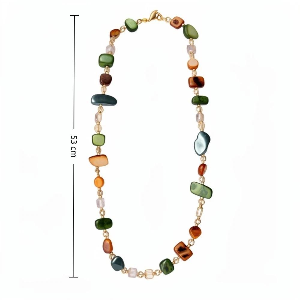 Colorful and Green Irregular Shell Bead Necklace Shell Beaded Long Necklace Jewelry & Accessories