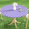 Homaxy New Round Tablecloth 1 PCS PEVA Material Wipeable Flannel Backed Vinyl Tablecloths Waterproof Elastic Fitted Table Covers