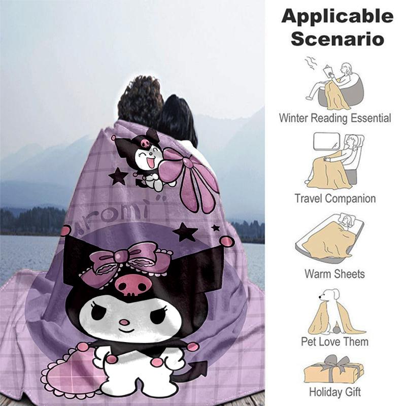 1pc Kuromi's Cute Halloween Adventure Blanket, Soft Throw Blanket, Warm Cozy Bedding Decor, Living Room, Travel, Camping, Car Blankets, Beach, Office