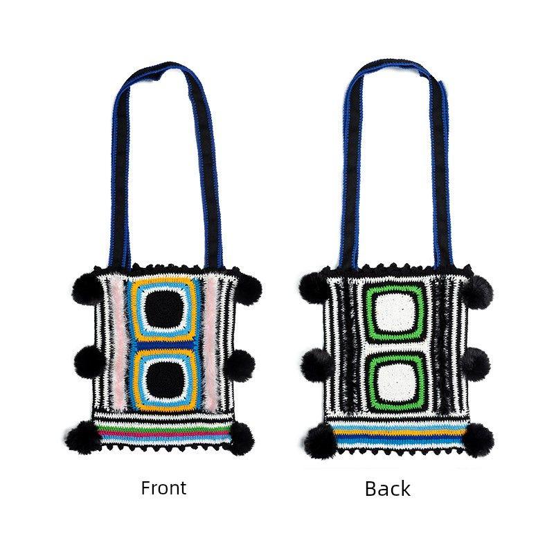 

Original Retro Crochet Wool Shoulder Crossbody Woven Bag Blue