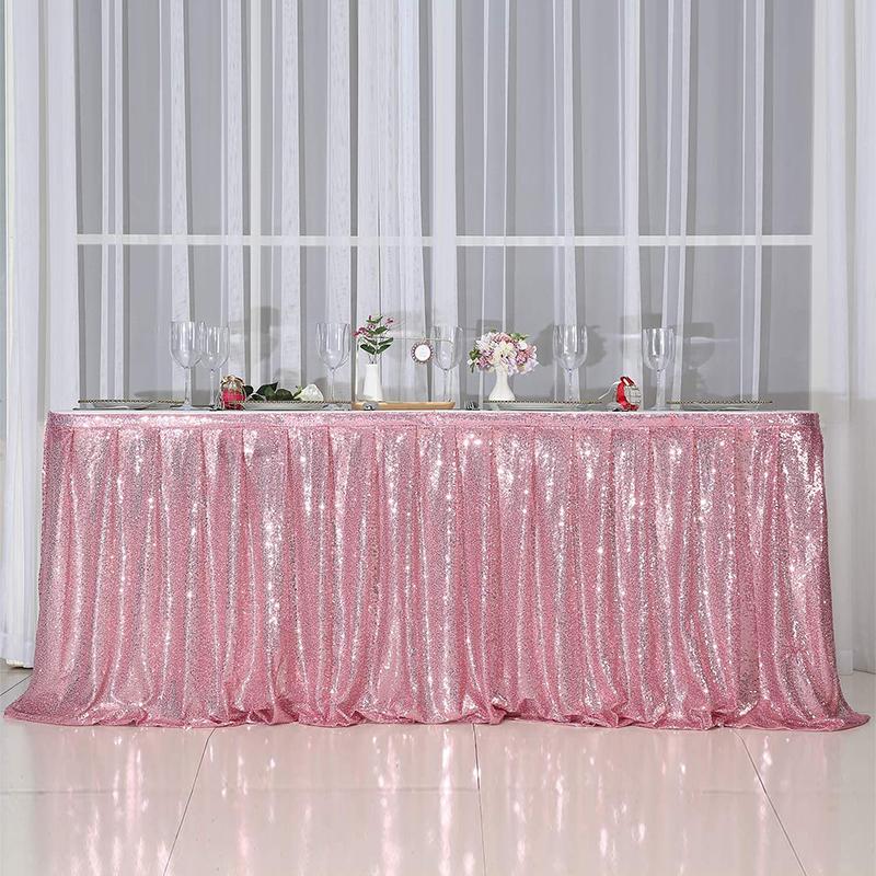Sequin Table Skirt Flash Cloth Birthday Party Decor Baby Shower Wedding Birthday Table Skirts Decoration Xmas Festival Supplies