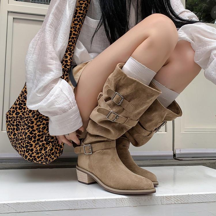 Long Boots Ladies 2025 Huge Good Looking Autumn Skinny Royal Sister Knight Tall Suede Pile Lazy Western