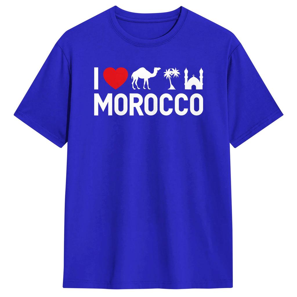 Awesome I Love Morocco TShirts Men Round Collar Cotton T Shirts  Short Sleeve Tee Shirt Original Clothing