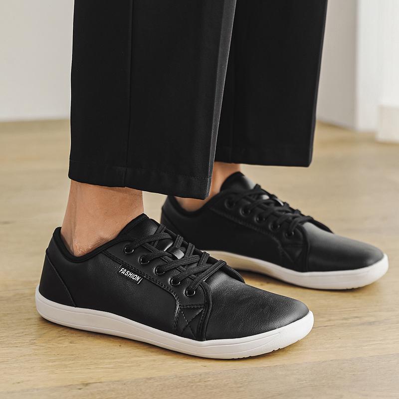 Wide Toe Walking Shoes Business Casual Sports Shoes Waterproof Flats Teenagers PU Leather Fashion White Shoes