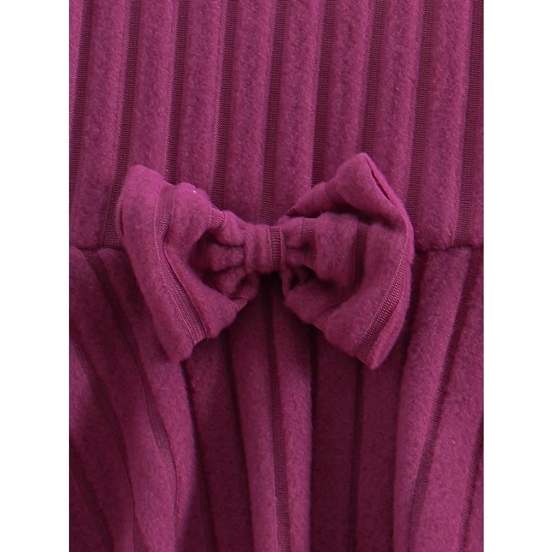 Chic Girls' Bow-Knot Long Sleeve Dress & Pants Set - Cozy Fleece-Lined, Solid Color, Machine Washable - Perfect for Fall/Winter, Perfect for Outdoor
