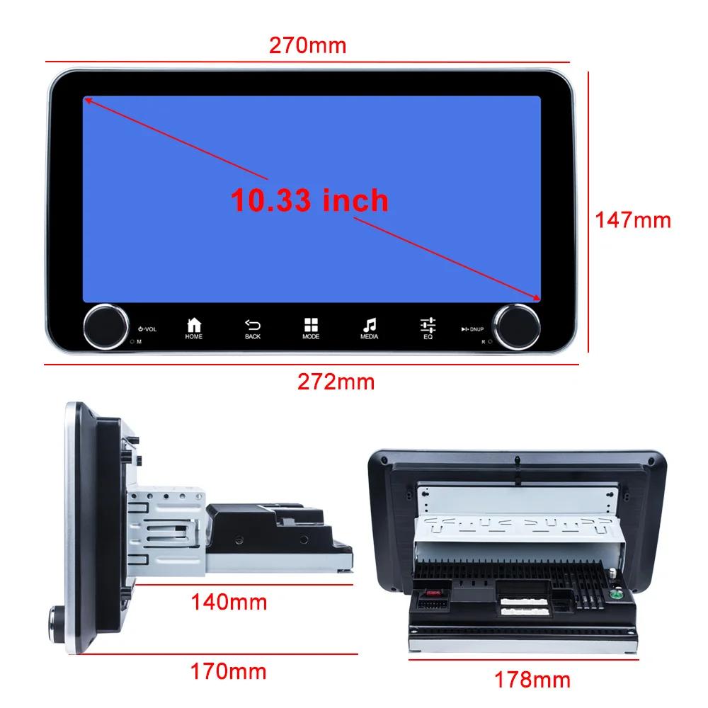 1 DIN 10,33'' Autorádio Android 12 Bezdrátové Carplay Auto GPS Navigace WIFI Univerzální Multimediální Přehrávač 4G 8JÁDRO