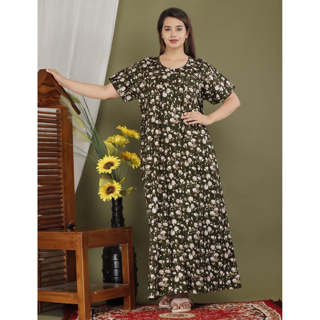Women Cotton Night Wear Gown Dress Indian Beautiful Summer Sleepwear Maxi Nighty
