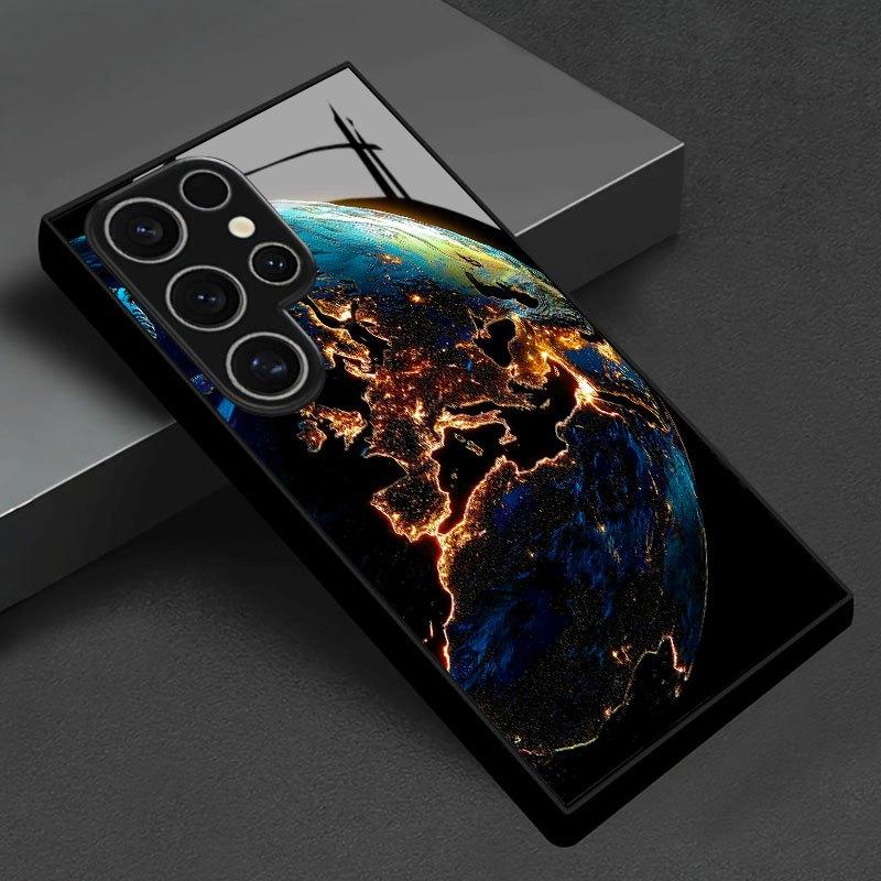 Earth at Night Exquisite luxury High-end PhoneCase Glass PhoneCase for Samsung Galaxy S26 S25 S24 S23 S22 S21 FE Ultra Plus