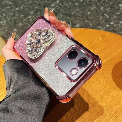 Capa de Celular G86 G56 G05 para Motorola Moto G86 G56 G05 E15 E14 Edge 60 Edge 50 Capa com Suporte à Prova de Choque Coração de Diamante Glitter