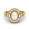 1.48 Ctw Oval Shape Pearl 925 Sterling Silver Gold Vermeil Solitaire Halo Women Bridal Ring