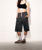 TONSIL Vintage Check Elastic Waist Bermuda Pants Navy