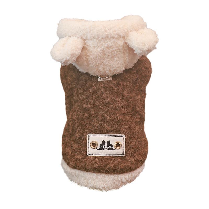 Haustier Plüschbär Mütze Mantel Herbst/Winter Kapuzenpullover Teddybär Yorkshire Kleine Hunde Wintermantel Dicker Mantel Welpenkleidung