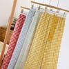 Spring Summer Color Matching Candy Straight Leg Pants for Home Wear Women's Cotton Plaid Design Loose Drawstring Waist Pajama Pants