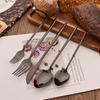 White Gold 30Pcs Dinnerware Set Knife Dessert Fork Spoon Tableware Cutlery Set 18/10 Stainless Steel Flatware Silverware Sets