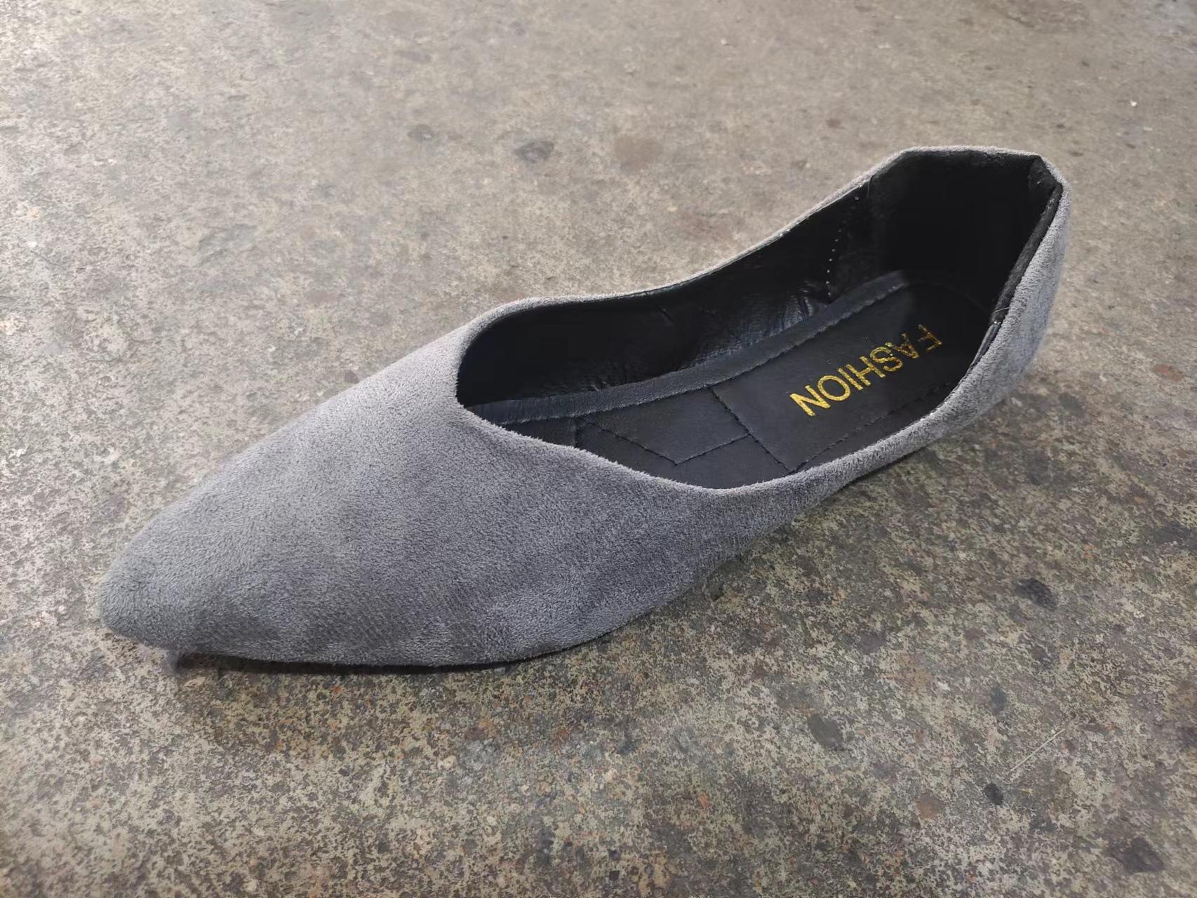 

Европейская и американская внешняя торговля большой размер острый носок плоская подошва мелкий вырез туфли-лодочки на плоском каблуке из замши для женщин новый размер 41-43 в наличии 43 серый