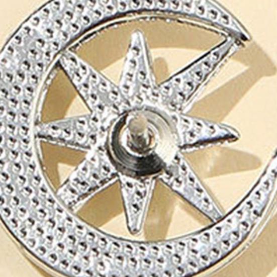 Moon Star Design Brooch Pin for Women, Rhinestones Inlaid Brooch Pin for Dress, Coat, Shawl, Zinc Alloy Badge for Mother, Wedding