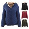 Warm Solid Color Quilted Coat Outwear for Autumn Winter Ladies Female Women Casual Cotton Jacket Loose Fit Hooded Long Sleeves Zipper Pocket