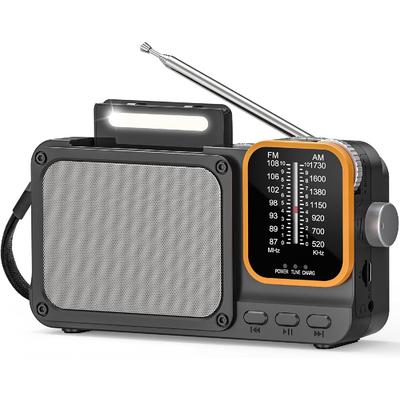 AM FM Radio with Best Reception, Bluetooth Portable AM FM Transistor, AC Power or Battery Operated, Emergency Radio with Knob Control, Headphone Jack