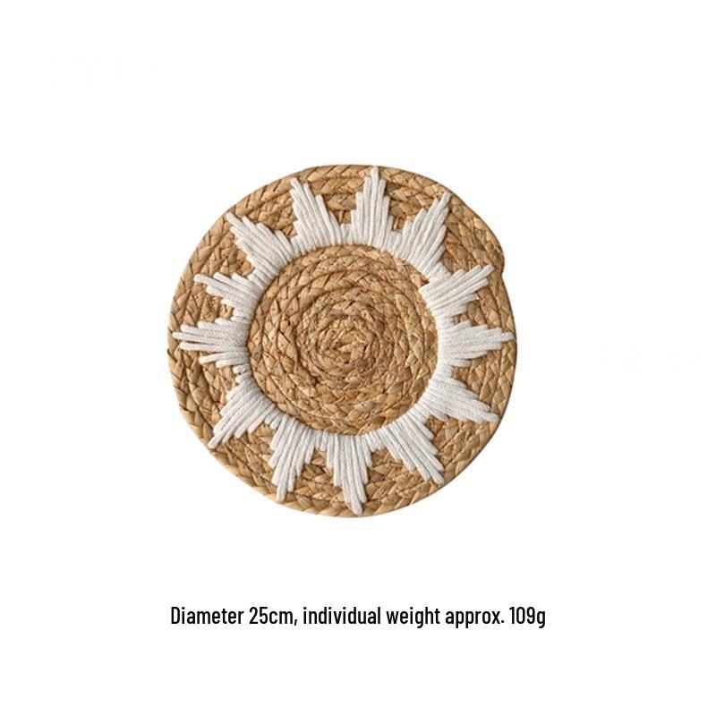 Bohemian Round Woven Straw Wall Decor for Bedroom or Dining Room
