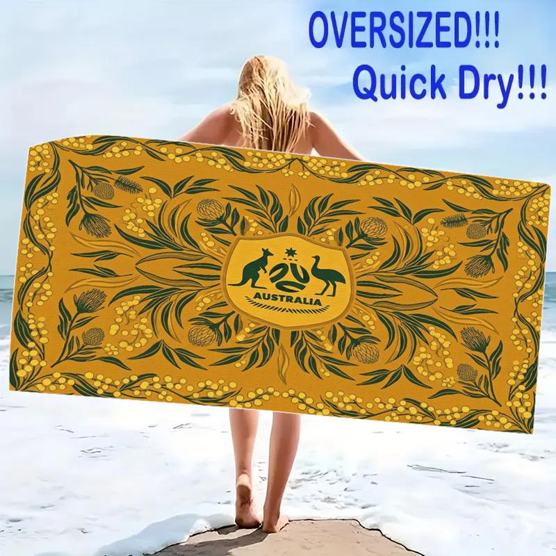 The Socceroos Australia Print Beach Towel, Large Soft Quick Dry Towel for Beach Camping Swimming