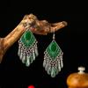 Ethnic Style Drop Oil Rhombus Earrings for Women Vintage Elegant Silver Color Metal Water Drop Earring Female Jewelry