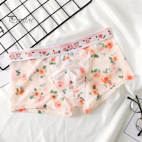 Boksere for menn Ultratynt mesh-trykt mellom midje Hurtigtørkende fukttransporterende Plus Size Homewear Sleep Shorts Sommerunderbukser