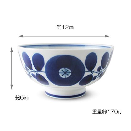 Hakusan Porcelain Tea Hasami Made in Japan Bowl, Large, Blue, Bloom, (approx.) 12×6cm, Ware,