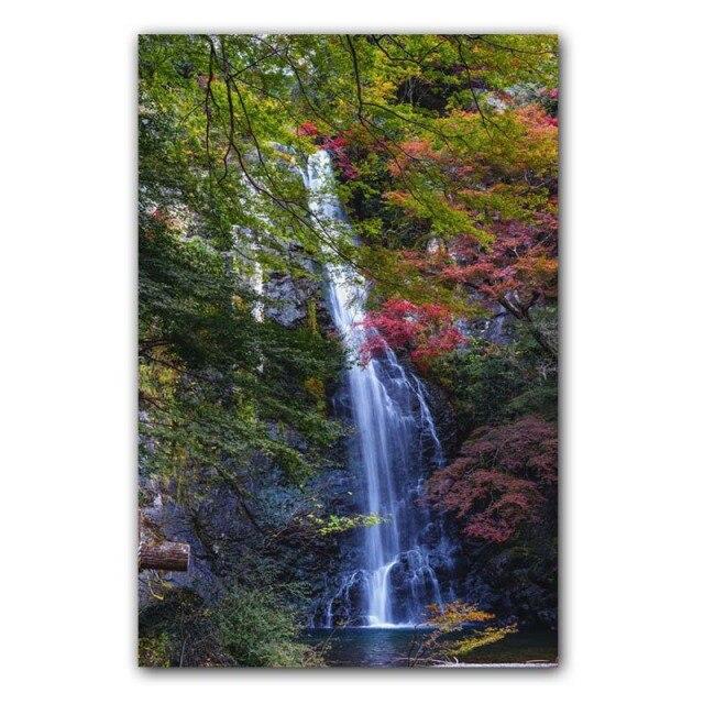 Landscape Oil Painting Forest Waterfall River Beautiful Nature Scenery Canvas Painting Office Corridor Home Decoration Mural No Frame