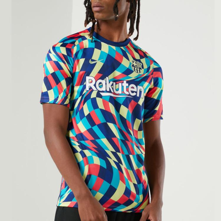 Nike Dri-FIT Soccer Club Embroidered Logo Quick-Dry Crew Neck T-Shirt Men Tops Barcelona CW7750-492