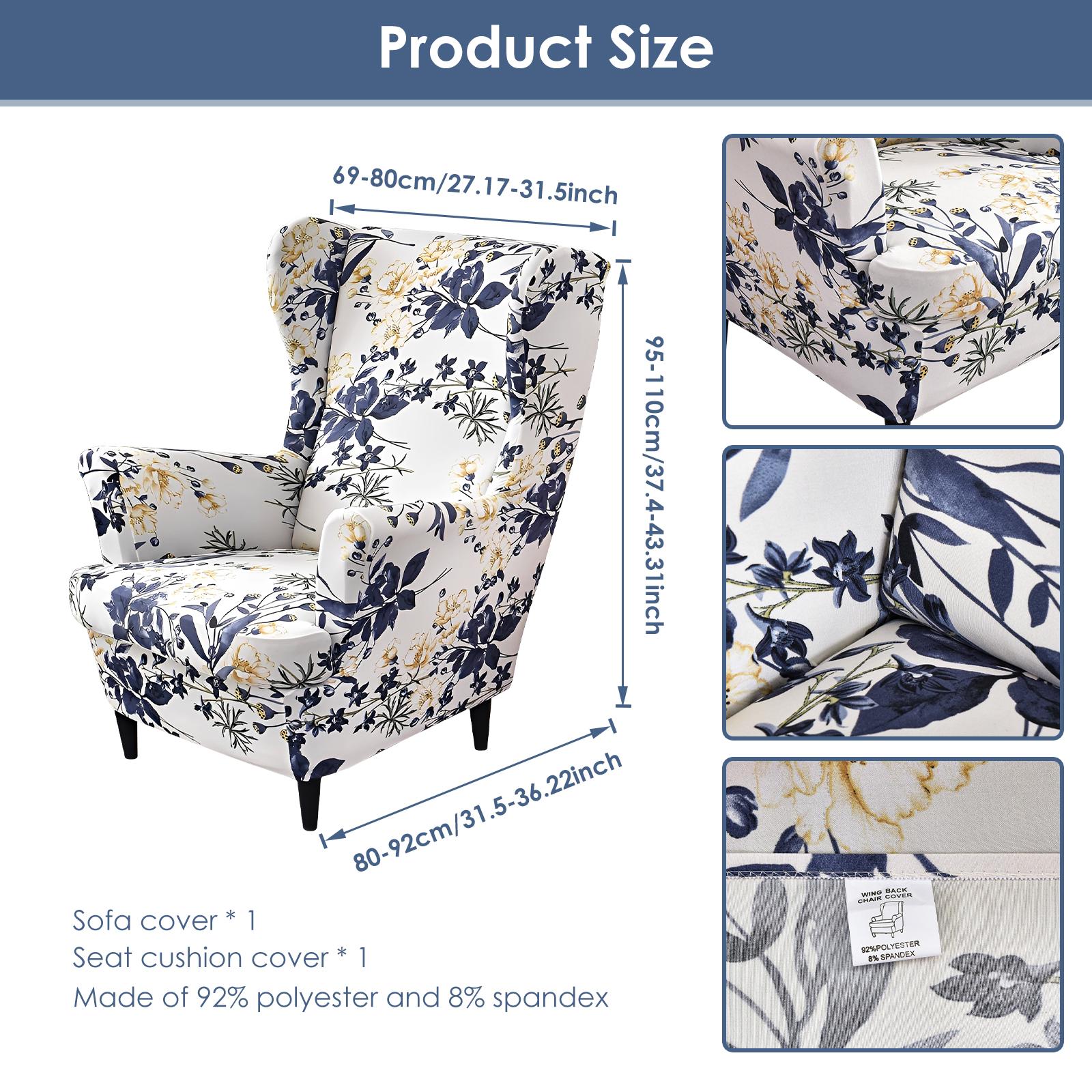 

2Pcs/Set Elastic Wing Chair Cover Polyester Spandex Sofa Slipcover Full Package Single Sofa Cover Decorative Furniture Protector