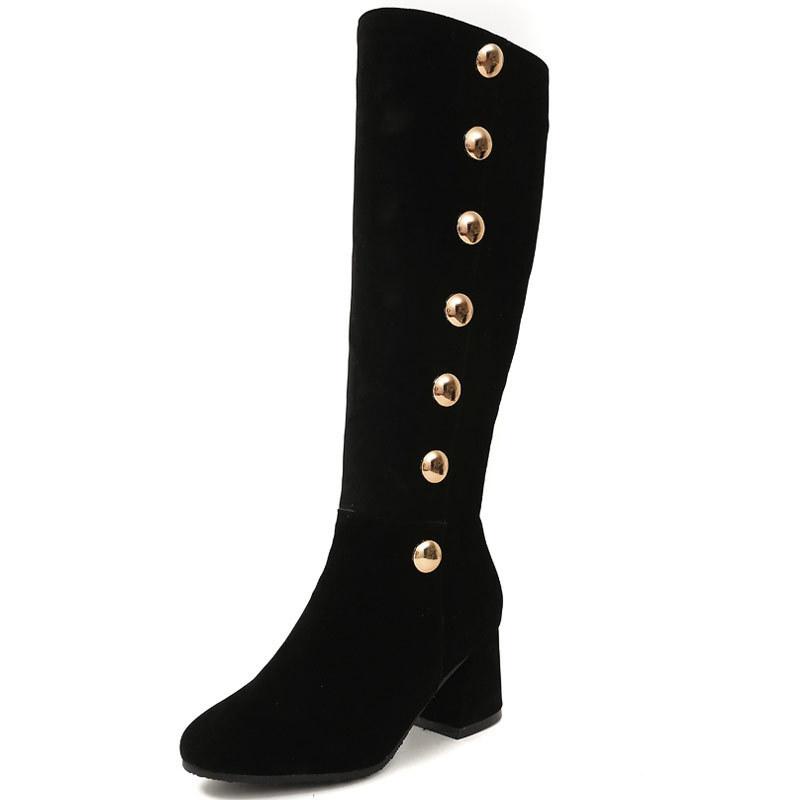 

Новые модные замшевые большие высокие сапоги с заклепками