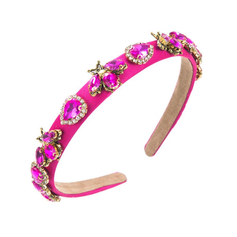Vintage Luxury Fashion Rhinestone Colorful Bee Heart Hairband Headband Ladies Beautiful Hair Accessories