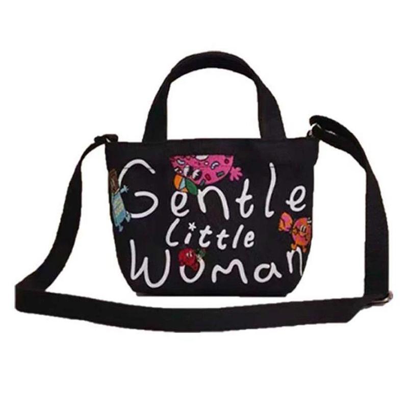 

Холщовая сумка с принтом в виде буквы Сумка-тоут Модная сумка-мессенджер с принтом Женская сумка через плечо Сумки через плечо чёрный