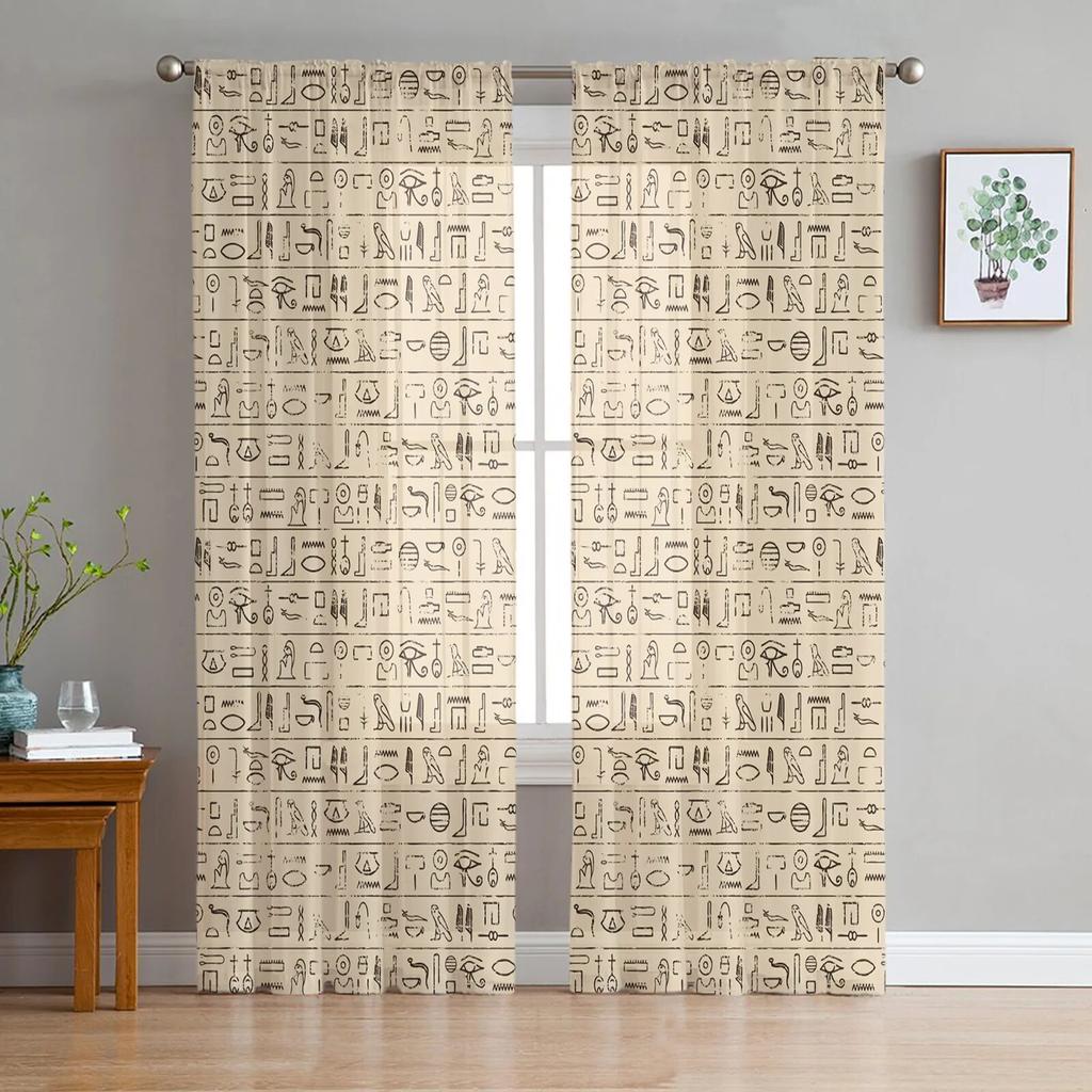Geroglifici Antico Egitto Stile Retrò Tende Moderne Per Soggiorno Tende in Garza Finestra Trasparenti Per Camera Da Letto Accessori Decorazioni