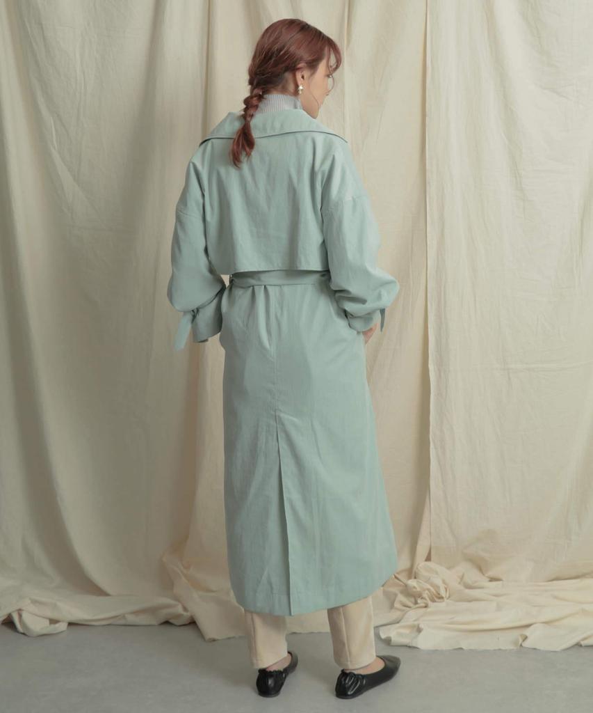 Sense of Place Volume Sleeve Trench One Women's Coat, AA14-27B001, L.GREEN