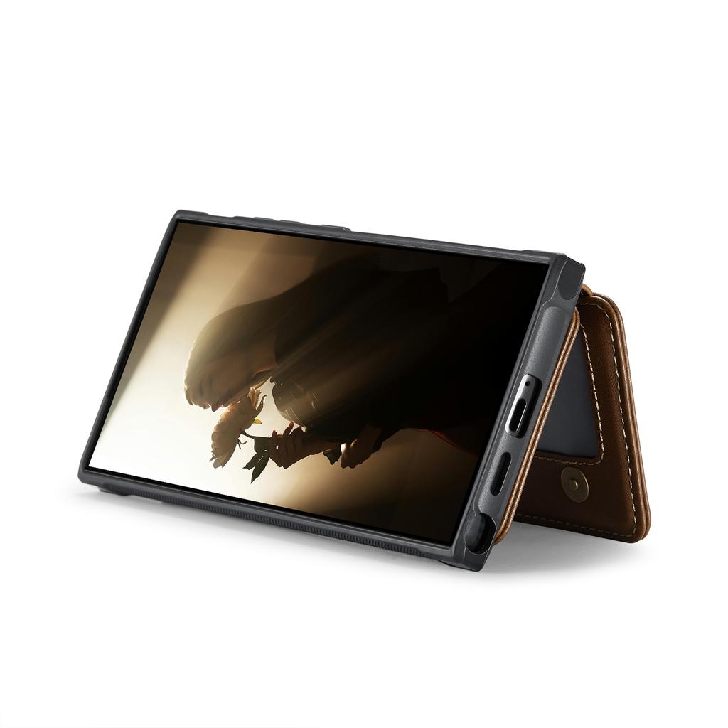 For Samsung Galaxy S25 Ultra Case JEEHOOD J05 Leather Mobile Cover with Detachable Magnetic Card Bag