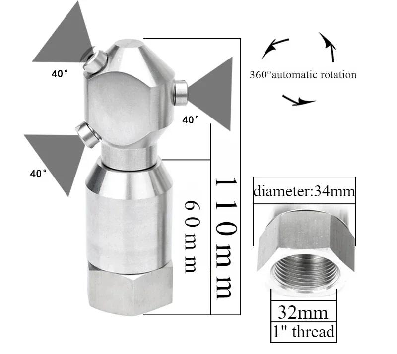 Stainless Steel 360 Degree Automatic Rotating Fan-shaped Nozzle Bottle Can Cleaning Industrial Spray Nozzle
