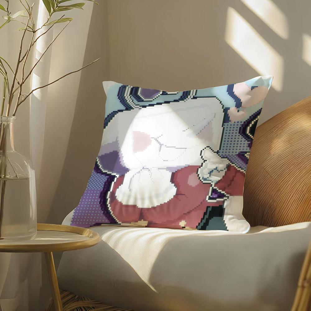 D-Deltarune Cushion Cover Soft Short Plush Pillow Cover Smooth Cozy Texture Aesthetic Cushion Case Home Decor