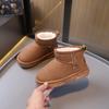 Children's Snow Boots Winter New Girls Fashion Short Boots Medium and Older Children's Fleece Thickened Leather Boots Boys' Warm Cotton Boots