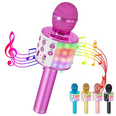 Verkstar Wireless Karaoke Microphone Bluetooth Recording Multi-Color LED Lights Echo Function Easy Connection Accompaniment Music Playback Noise