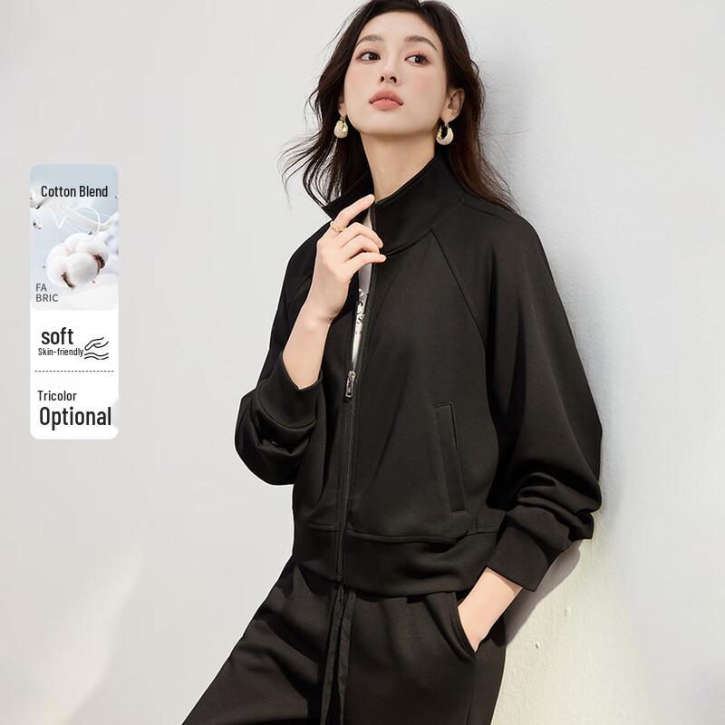 Handu Yishe Women's Relaxed Fit Stand Collar Sweatshirt