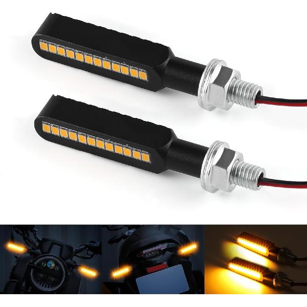 2PCS Flowing LED Motorcycle Turn Signal Lights, Aluminum Alloy 12V Super Bright Motorbike Front Rear Blinkers Indicators Fit For Harley Honda KTM